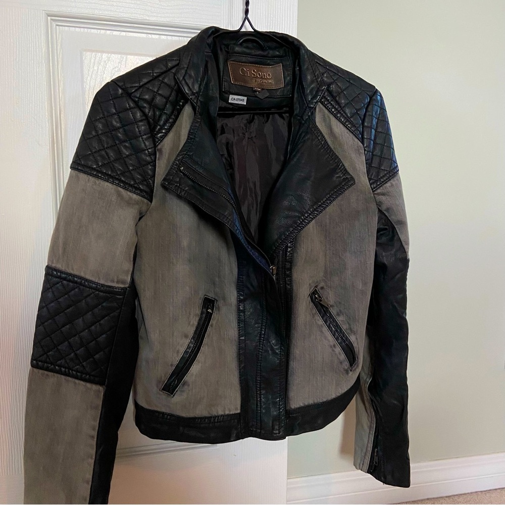 Ci Sono by Cavalini Leather Jean Jacket